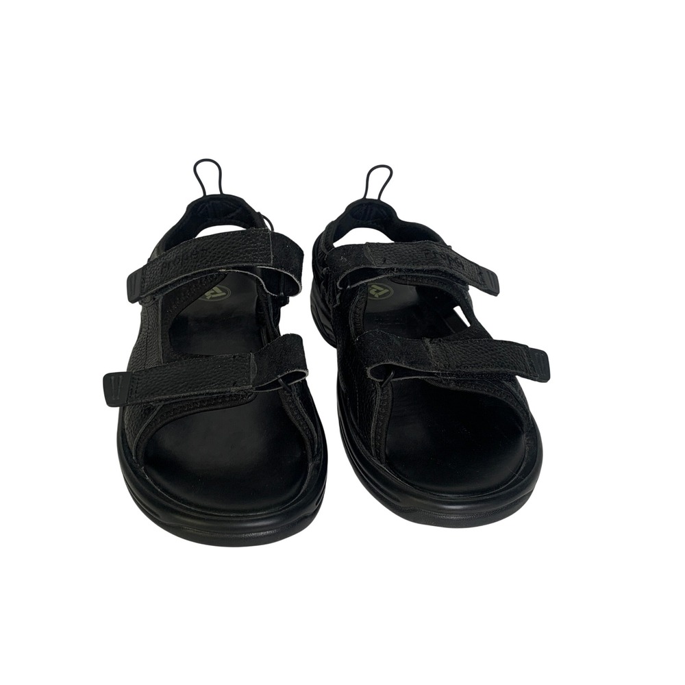 Propet Mens MSV023L Black Leather Sport Sandals Triple Strap Walking Shoes 12 M